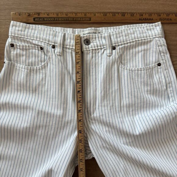 NWOT Abercrombie & Fitch The Loose High Rise Pants Blue White Stripe Size 30/10R - Picture 4 of 6